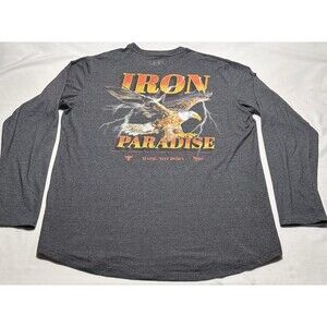 Under Armour Project Rock Shirt Mens XL Gray Long Sleeve Loose Fit Eagle Graphic